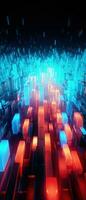 AI generated Explore the virtual world with this 3D abstract background. The futuristic architecture and cyber connections. photo