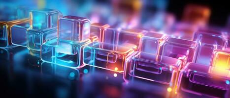 AI generated Morphism fluorescent elements and futuristic concept create a cybernetic atmosphere. photo
