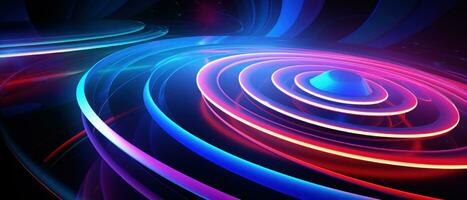 AI generated Experience the energy of neon lights in this abstract disk illustration. photo