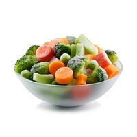 AI generated Mix of frozen vegetables in plate. Generated AI photo