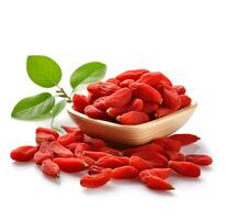 AI generated Goji berries closeup on white backgrounds. Generated AI photo