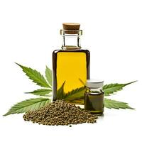 AI generated CBD oil in bottle on white backgrounds.Ai generative. illustration photo