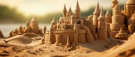 AI generated Enchanting desert sandcastles, detailed and dramatic. AI generative. photo