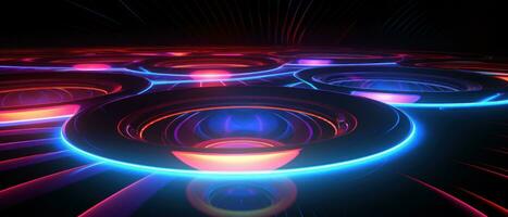 AI generated A journey through a digital portal awaits in this abstract disk background. photo