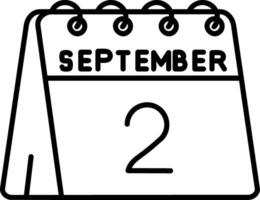2nd of September Line Icon vector