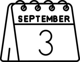 3rd of September Line Icon vector