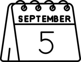 5th of September Line Icon vector
