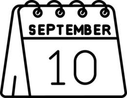 10 de septiembre línea icono vector
