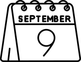 9th of September Line Icon vector
