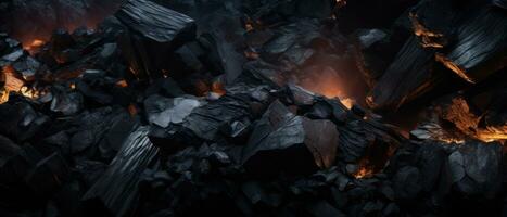 ai generado fascinante de cerca de carbón con bailando llamas ai generativo. foto