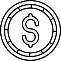 Dollar coin Line Icon vector