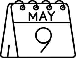 9th of May Line Icon vector