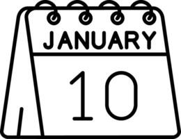 10 de enero línea icono vector