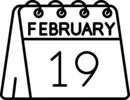 19th of February Line Icon vector