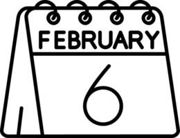 6th of February Line Icon vector
