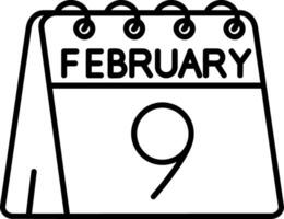 9th of February Line Icon vector