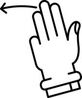 Tres dedos izquierda línea icono vector