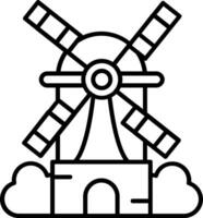 icono de línea de molino de viento vector