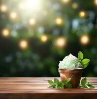 AI generated Mint gelato ice cream photo