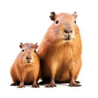 AI generated Capybara with a cub photo