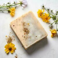 Homemade soap with herbal photo