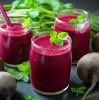 AI generated Healthy beetroot smoothie. Healthy food ingredient. Healthy drink.Ai generative. Illustration photo