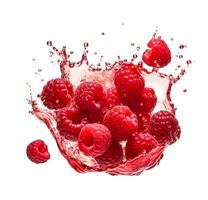 AI generated Raspberry with splash juice photo