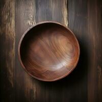 AI generated Empty bowl on wooden tables. photo