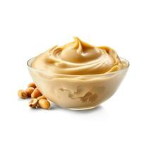 AI generated Peanut butter on white backgrounds. Healthy food ingredient. photo