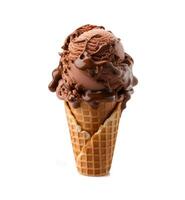 AI generated Chocolate  ice cream with chocolate sauce. Ai generated. photo