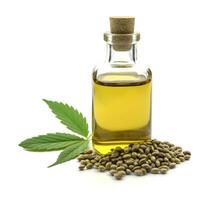 AI generated CBD oil in bottle  and hemp seed photo