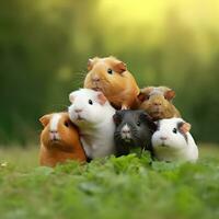 AI generated Cute guinea pigs photo