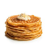 AI generated Pancakes with sour cream photo