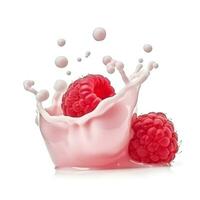 AI generated Splash yogurt with raspberry photo