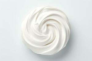 AI generated Close up of white whipped cream swirl texture for background and design. photo