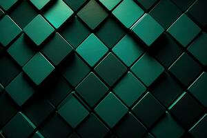 AI generated 3d abstract metallic background with rhombus shapes in green color. photo