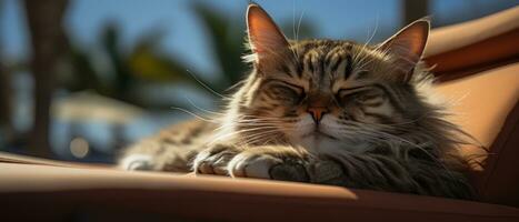 AI generated Contented Cat Basking in Sunlight photo