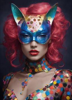 AI generated Fashion shot of a beautiful woman in a carnival mask. ai generative. ai generative photo