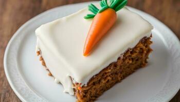 AI generated a carrot cake on a white plate photo