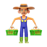 male farmer holding fruit basket png