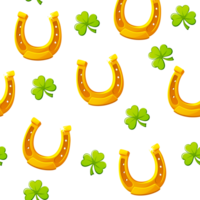 Seamless pattern with Horseshoe and clover or shamrock for St, Patricks Day png