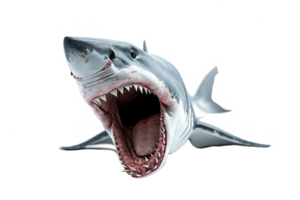 AI generated Shark with open jaws isolated on transparent background. Aggressive marine predator png