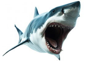 AI generated Shark with open jaws isolated on transparent background. Aggressive marine predator png