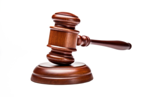 AI generated Judge gavel isolated on transparent background, Law and justice concept, Wooden auction hummer, Sentencing in the courtroom png