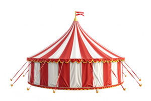 AI generated Circus tent isolated on transparent background, Striped dome of traveling circus in amusement park png
