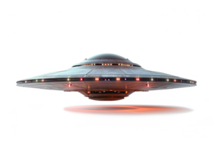 AI generated UFO, alien spaceship isolated on transparent background, Close up of flying saucer, Alien abduction concept png