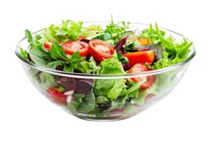 ai generado ensalada con Fresco vegetales en un cuenco aislado en transparente fondo, orgánico comida ingredientes para sano nutrición, dieta concepto png