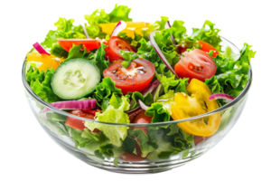 AI generated Salad with fresh vegetables in a bowl isolated on transparent background, Organic food ingredients for healthy nutrition, Diet concept png