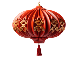 AI generated Red Chinese Lantern Isolated on Transparent Background. Generative Ai png