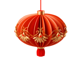 AI generated Red Chinese Lantern Isolated on Transparent Background. Generative Ai png